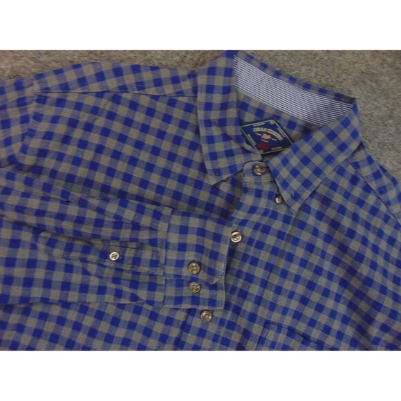 Bills Khaki Shirt Mens Large Blue Gray Check Made in the USA - Picture 1 of 8